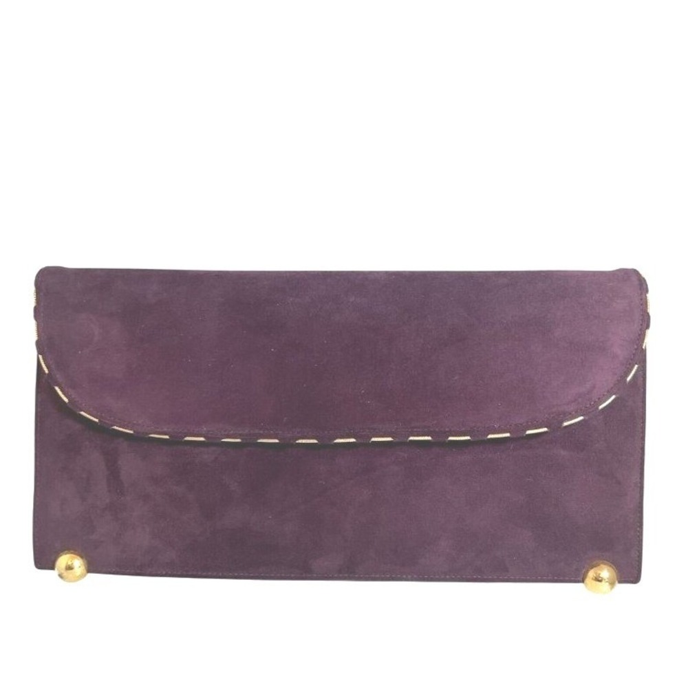 Vtg S Weitzman Spain‎ Evening Clutch Shoulder Bag Purse Burgundy Purple Suede